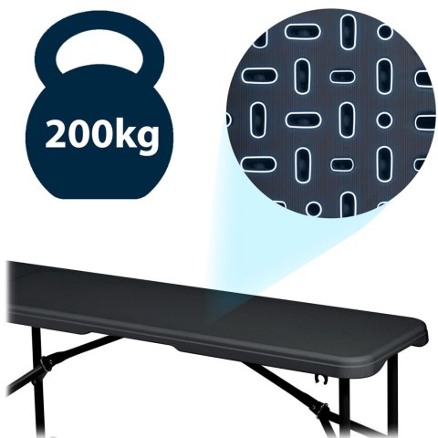 Ławka ogrodowa składana 180 cm Plonos czarna