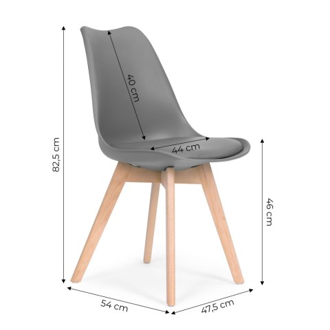 Zestaw 4 krzeseł krzesło do salonu jadalni z poduszką Szare ModernHome