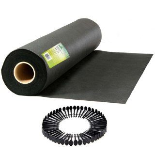 Agrotkanina ogrodowa 1,6 m x 50 m 90 g/m2 + 50 szpilek Plonos - czarna