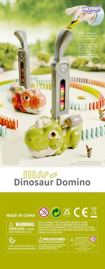 WOOPIE Elektryczna Ciuchcia Lokomotywa do Klocków Domino Dinozaur Pomarańczowy - 8 szt.