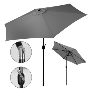 Duży parasol ogrodowy skośny łamany z korbą 6 żeber szary 270 cm MultiGarden